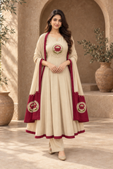 Lotus Embroidered Anarkali Set with Dupatta