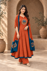 Lotus Embroidered Anarkali Set with Dupatta