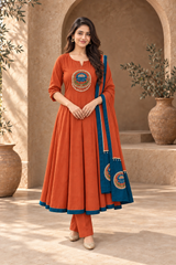 Lotus Embroidered Anarkali Set with Dupatta