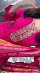 Fuchsia Pink Embroidered Silk Salwar Suit with Banarasi Silk Dupatta