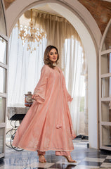 Women’s Pink Embroidered Kurta Set with Floral Dupatta