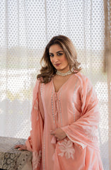 Women’s Pink Embroidered Kurta Set with Floral Dupatta