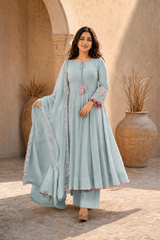 Elegant Anarkali Suit Set with Embroidered Dupatta