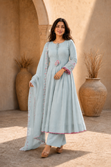 Elegant Anarkali Suit Set with Embroidered Dupatta