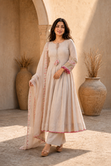 Elegant Anarkali Suit Set with Embroidered Dupatta