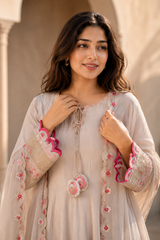 Elegant Anarkali Suit Set with Embroidered Dupatta