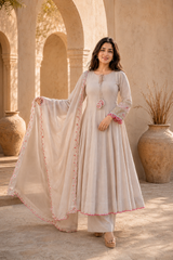 Elegant Anarkali Suit Set with Embroidered Dupatta