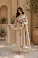 Embroidered Anarkali Suit Set with Dupatta
