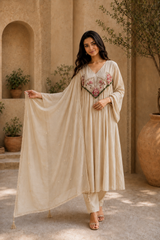 Embroidered Anarkali Suit Set with Dupatta