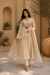 Embroidered Anarkali Suit Set with Dupatta
