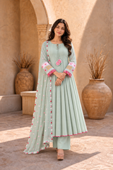 Elegant Anarkali Suit Set with Embroidered Dupatta