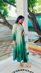 Elegant Pista to Green Embroidered Kurta Set with Dupatta