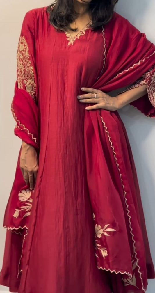 Women's Embroidered Anarkali Suit Set with Dupatta