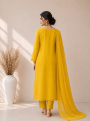 Women's Embroidered Straight Kurta Set with Dupatta